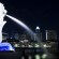 Der weltberühmte Merlion in Singapur wird nachts sehr schön angestrahlt